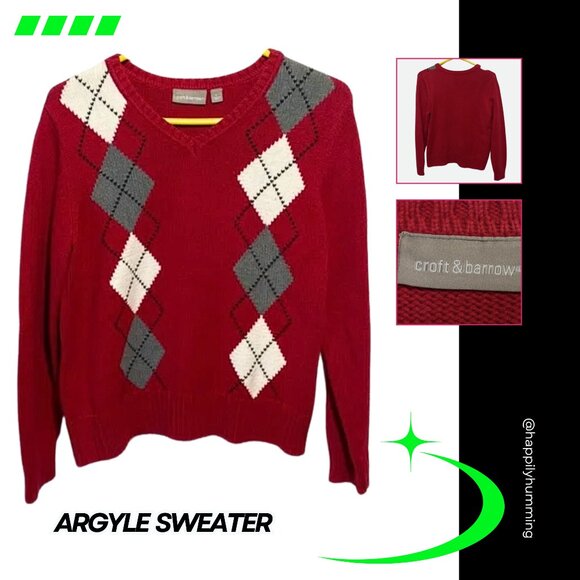 Croft & Barrow Red V-Neck Sweater Size Large - Picture 2 of 8